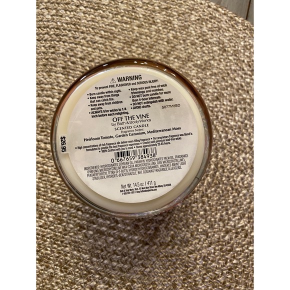 Bath Body Works Off The Vine 3 Wick Candle Heirloom Tomato - Picture 6 of 6